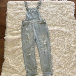 light wash jean overalls